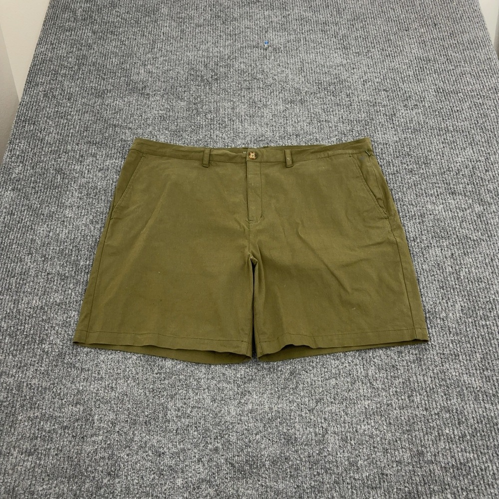Mack Weldon Shorts Mens 42 Olive Green Cotton Lyocell Stretch Chino Casual Style